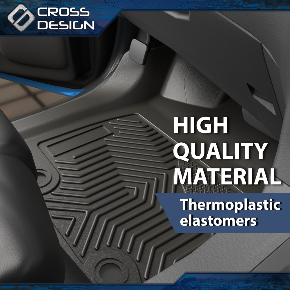 CROSSDESIGN TPE All-Weather Floor Mats For 09-18 Dodge Ram 1500 Crew Cab | Full Set Liners