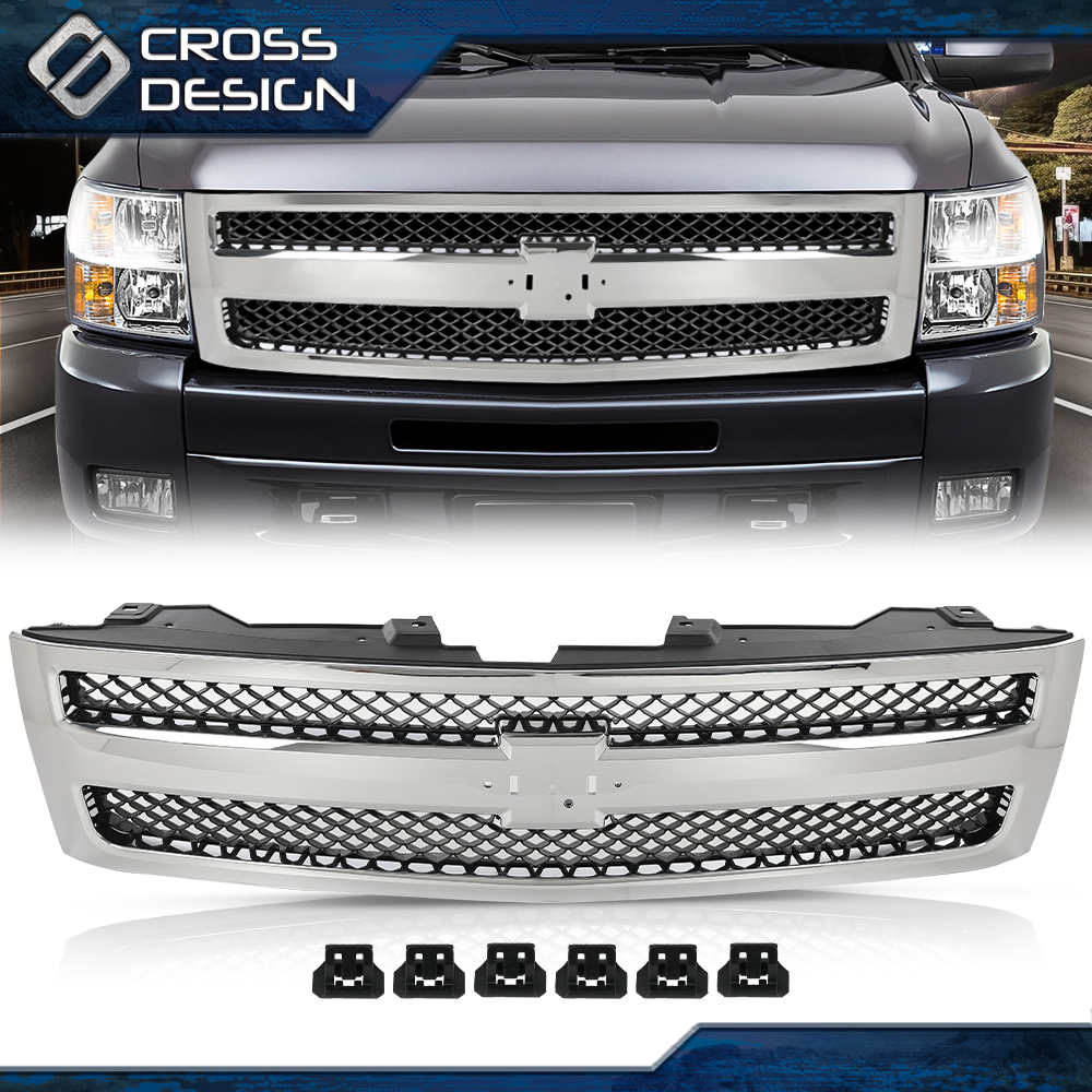 New Upper Chrome Billet Grille Insert For 2007-2013 Chevy Silverado 1500 - Stainless Steel 6 thumbnail image