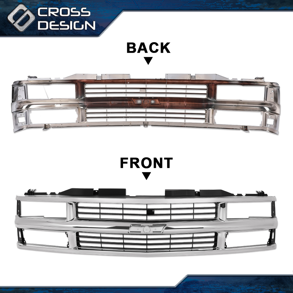 Chrome Grille w/Black Insert Fits 94-98 Chevy C/K 1500 2500