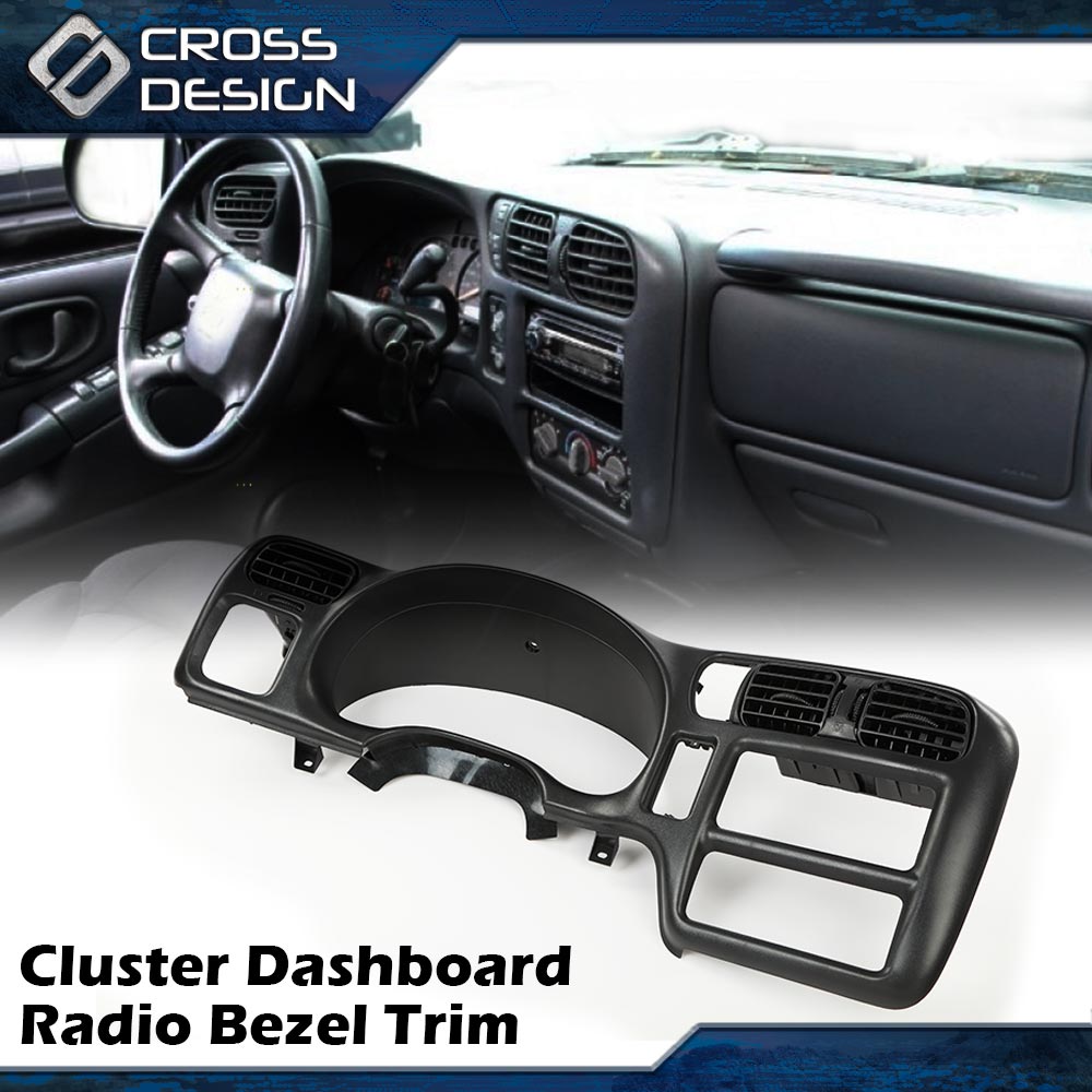 DARK GRAY DASH BEZEL SINGLE DIN FIT FOR 98-04 CHEVY S-10 GMC SONOMA JIMMY BLAZER