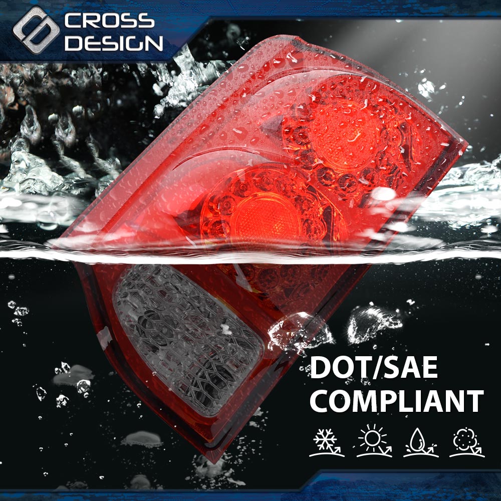 thumbnail image 2 of CROSSDESIGN LED Tail Light Assembly For 2011-2020 Dodge Grand Caravan - Pair (Driver & Passenger) Clear/Chrome/Red 2 of 6